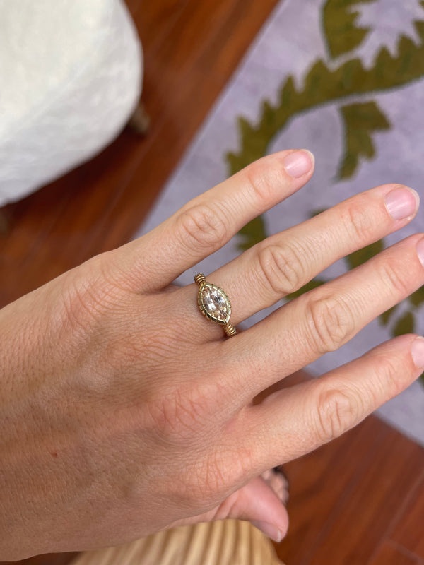 Retrouvai 1.98ct Unheated Peach Sapphire Heirloom Bezel Ring