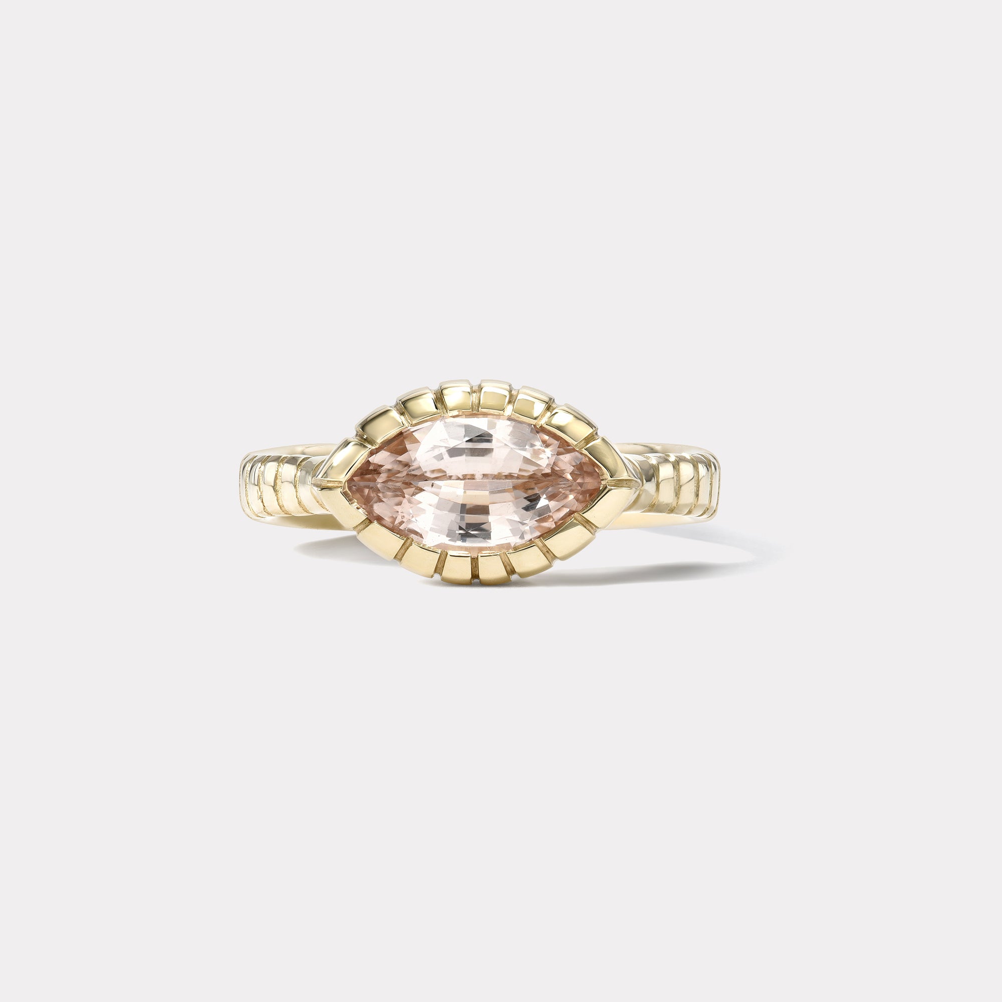 retrouvai 1.98ct Unheated Peach Sapphire Heirloom Bezel Ring