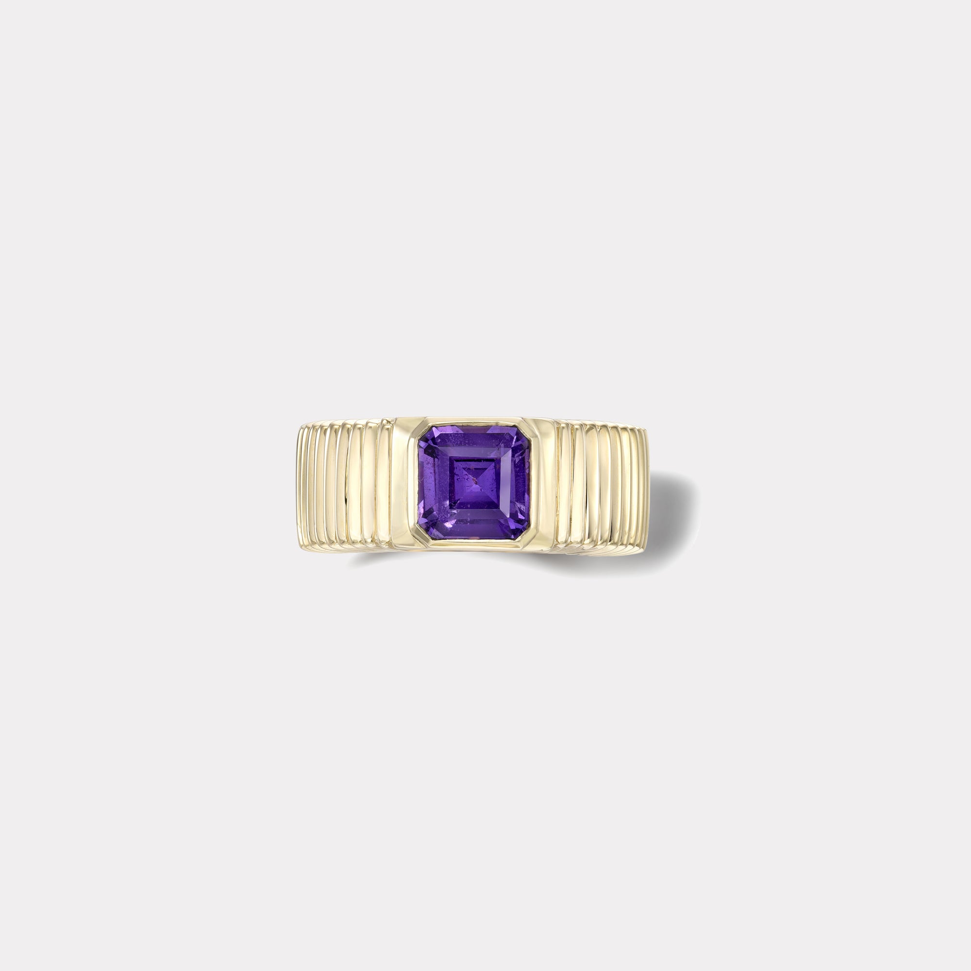 retrouvai 1.99ct Unheated Asscher Violet Sapphire Pleated Solitaire Band