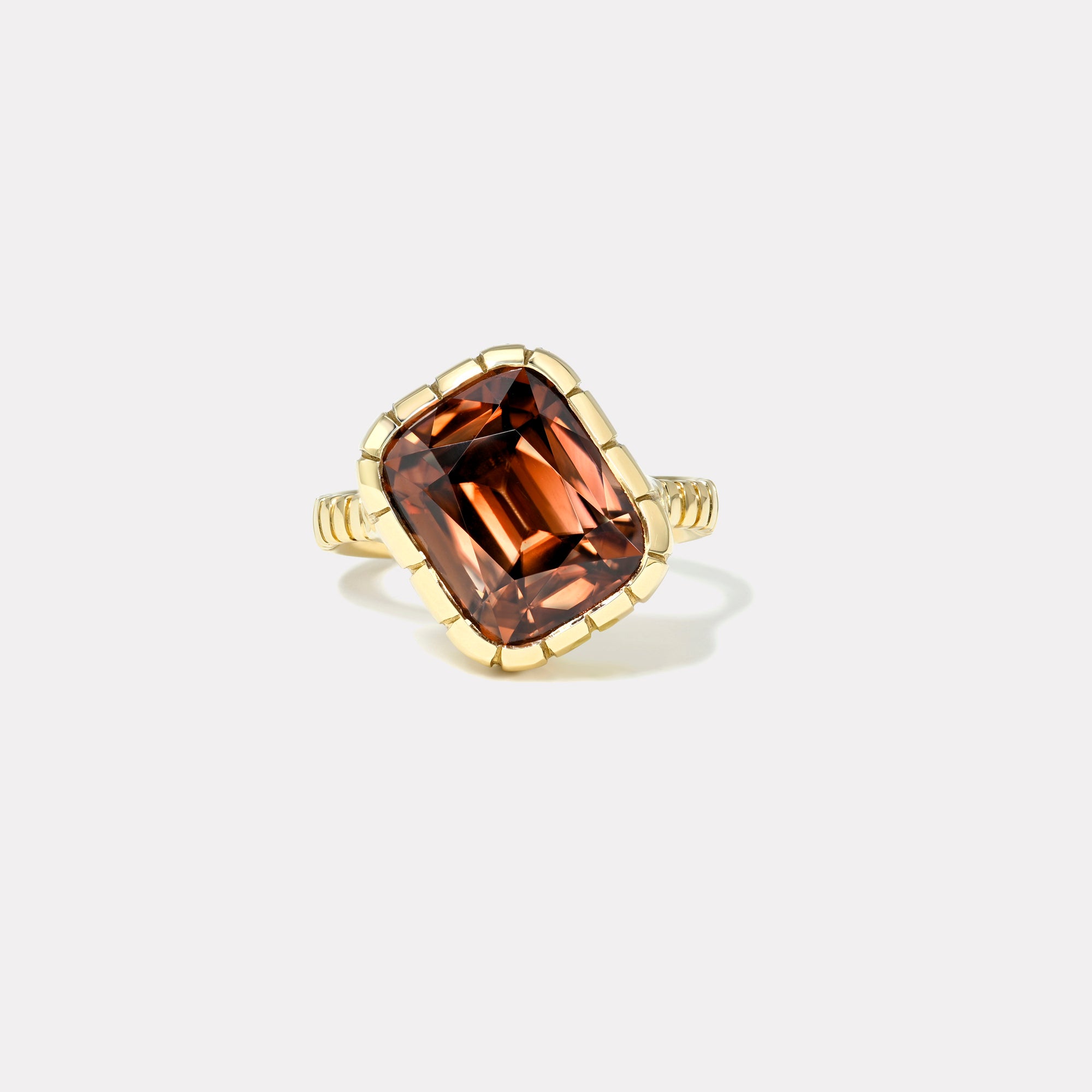 retrouvai 10.23ct Tilted Cushion Spessartite Garnet Heirloom Bezel Ring