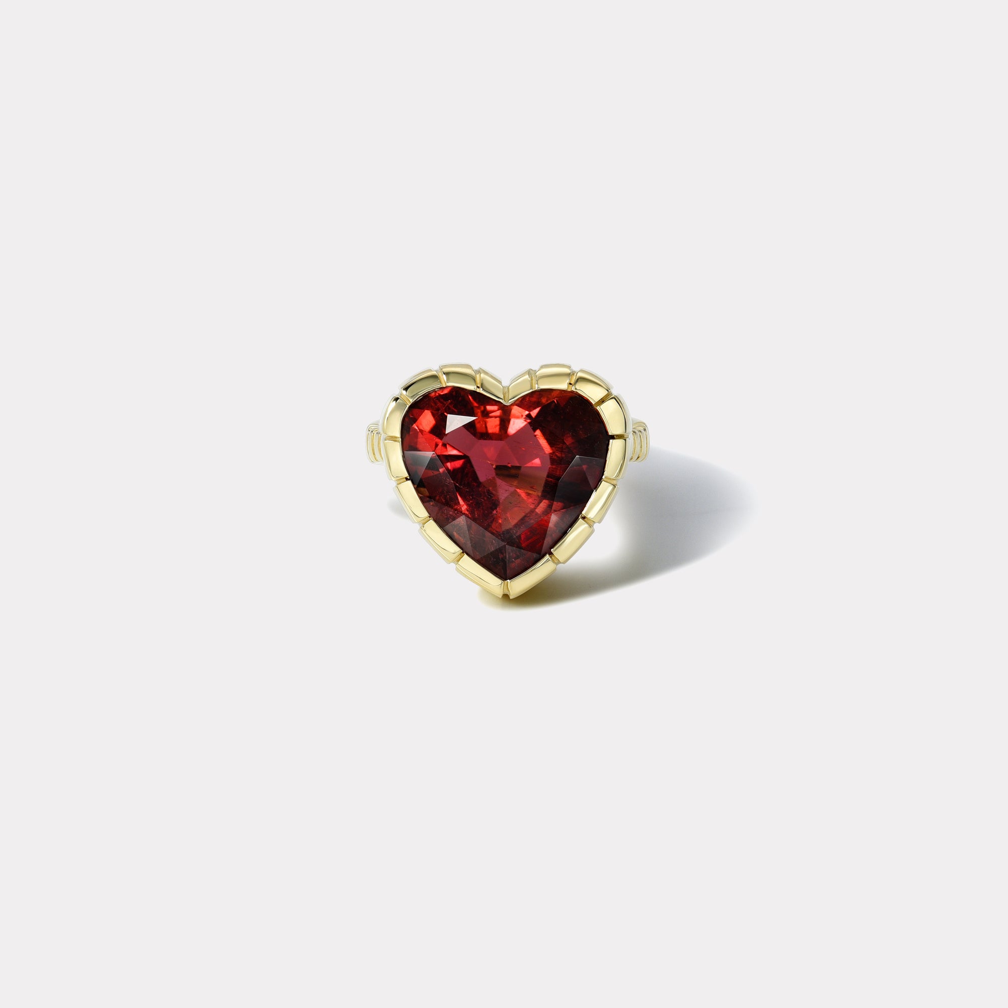 retrouvai 10.4ct Heart Red Tourmaline Heirloom Bezel Ring