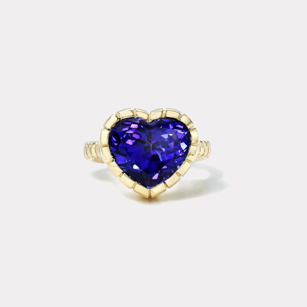 retrouvai 10.8ct Heart Tanzanite Heirloom Bezel Ring