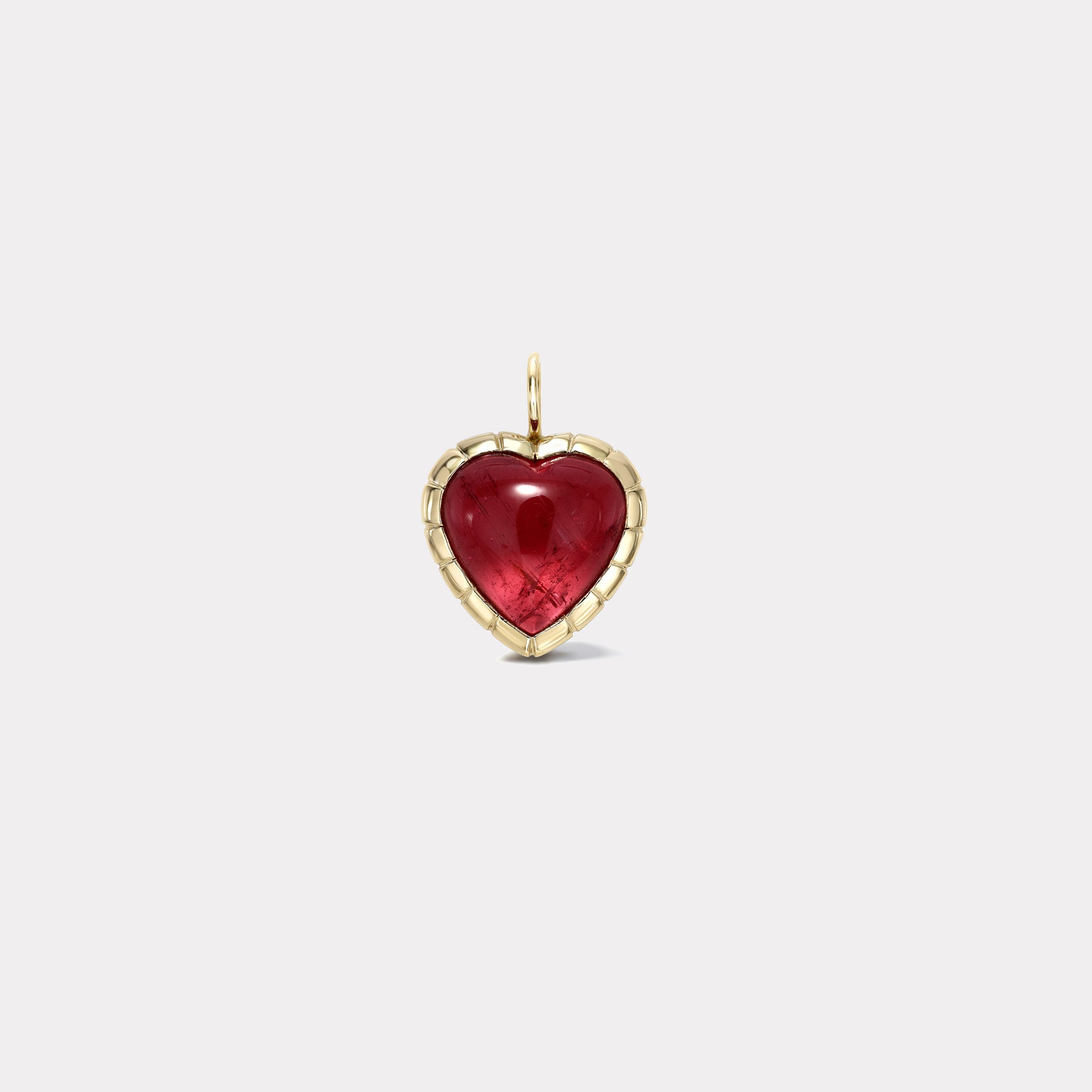 retrouvai 11.5 Cabochon Pink Tourmaline Heart Heirloom Bezel Charm