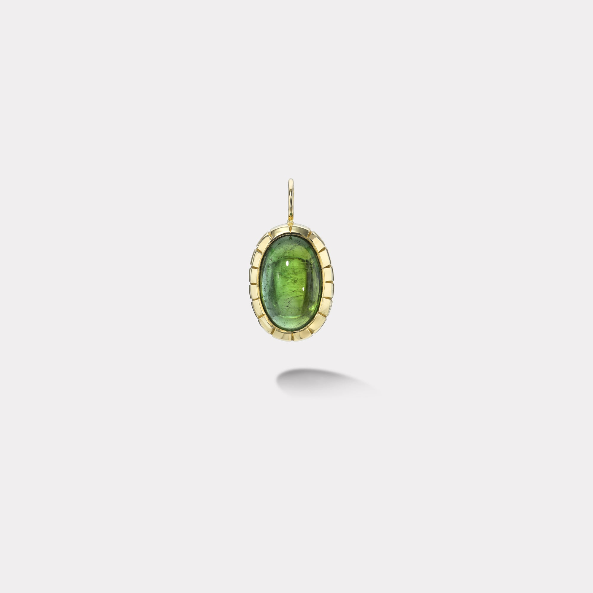 retrouvai 12.18ct Cabochon Oval Green Tourmaline Heirloom Bezel Charm