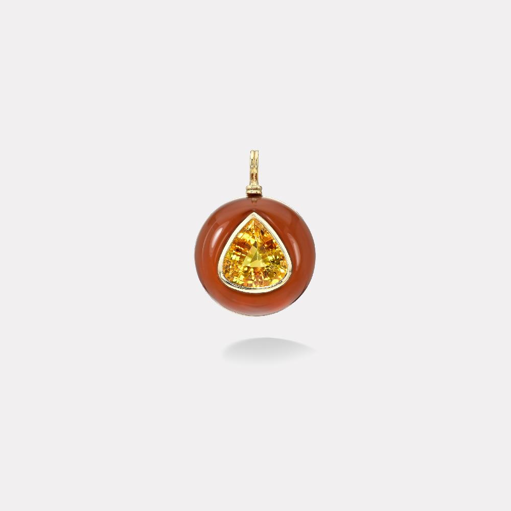 retrouvai 12ct Pear Citrine in Hand Carved Carnelian Lollipop Charm