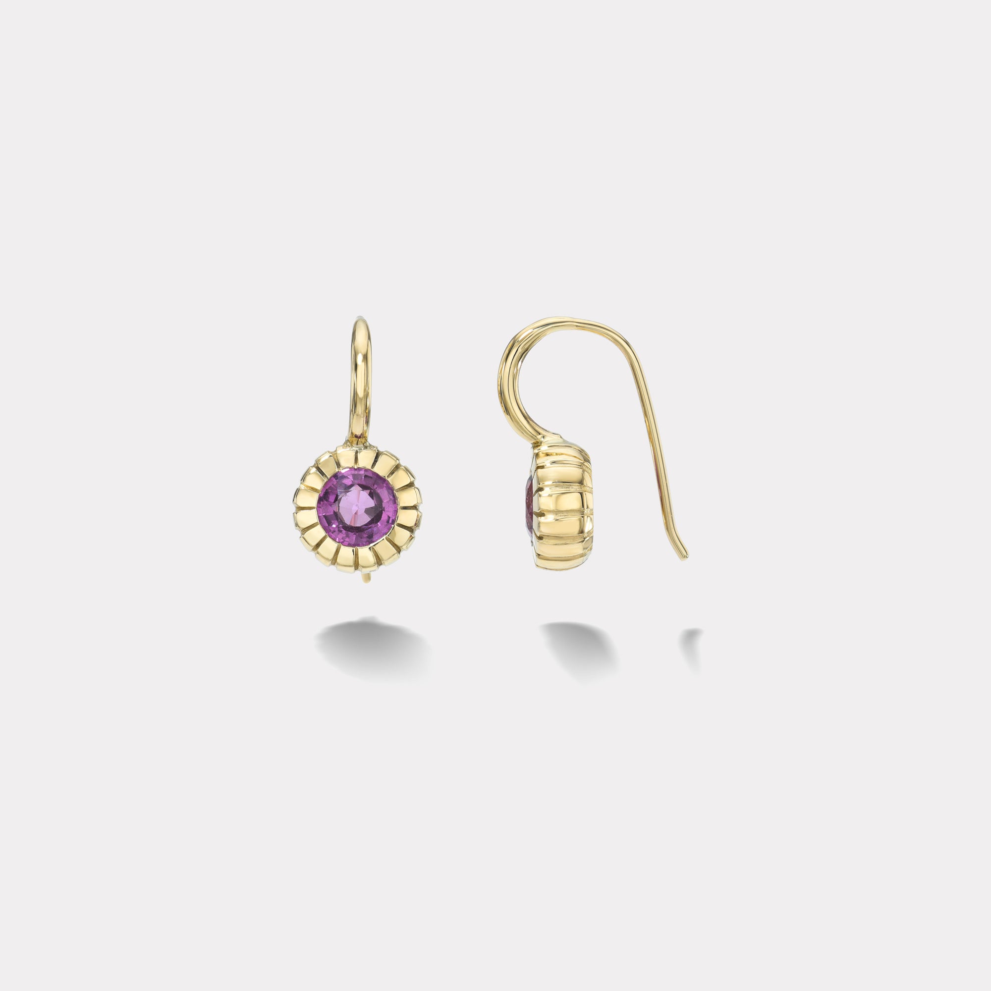 retrouvai 2.02ct Round Pink Sapphire Heirloom Bezel Earrings