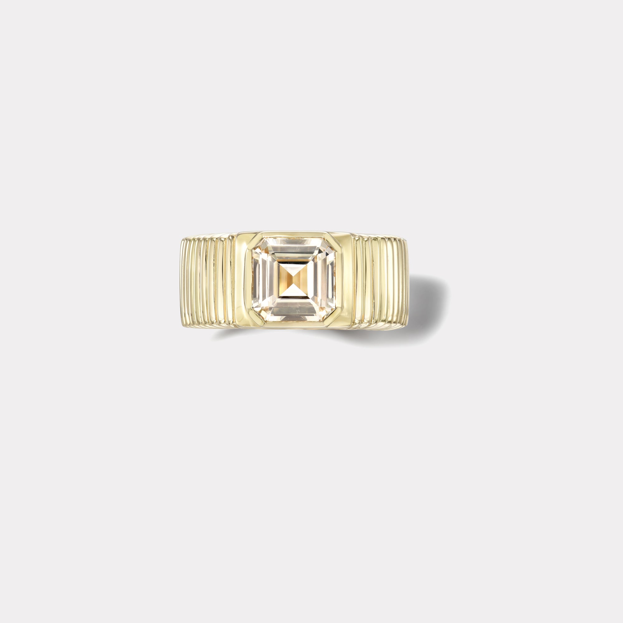 retrouvai 2.03ct Unheated Asscher Cut Butter Sapphire Pleated Solitaire Band