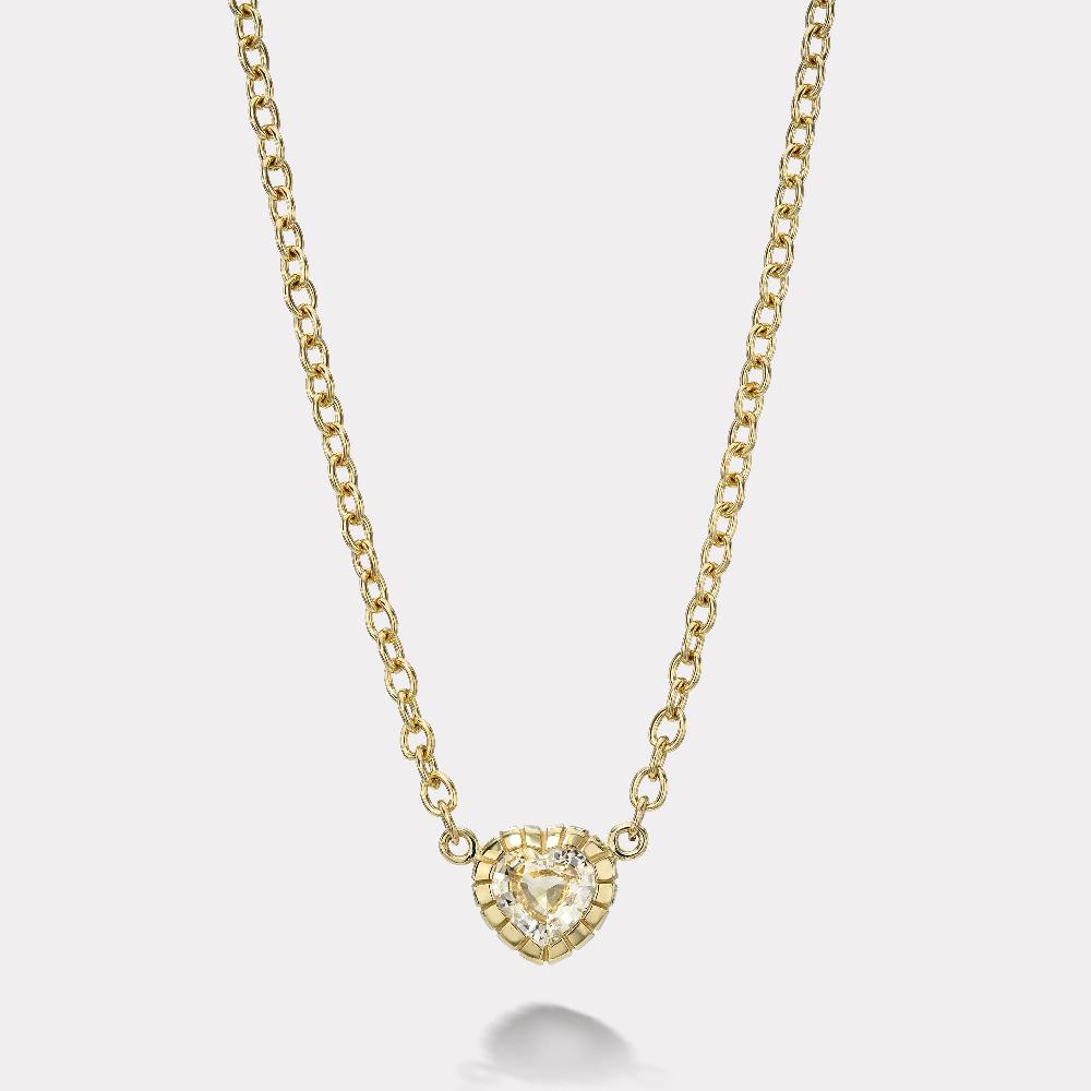 retrouvai 2.05ct Heart Yellow Sapphire Heirloom Bezel Pendant