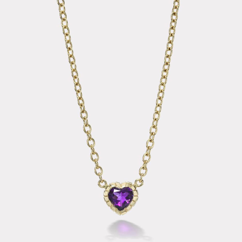 retrouvai 2.09ct Heart Amethyst Heirloom Bezel Pendant