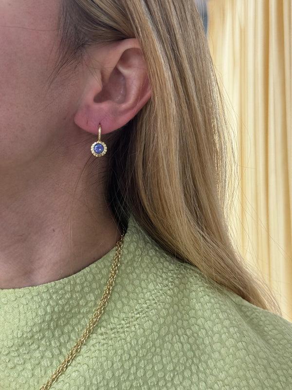 Retrouvai 2.12ct Round Tanzanite Heirloom Bezel Earrings