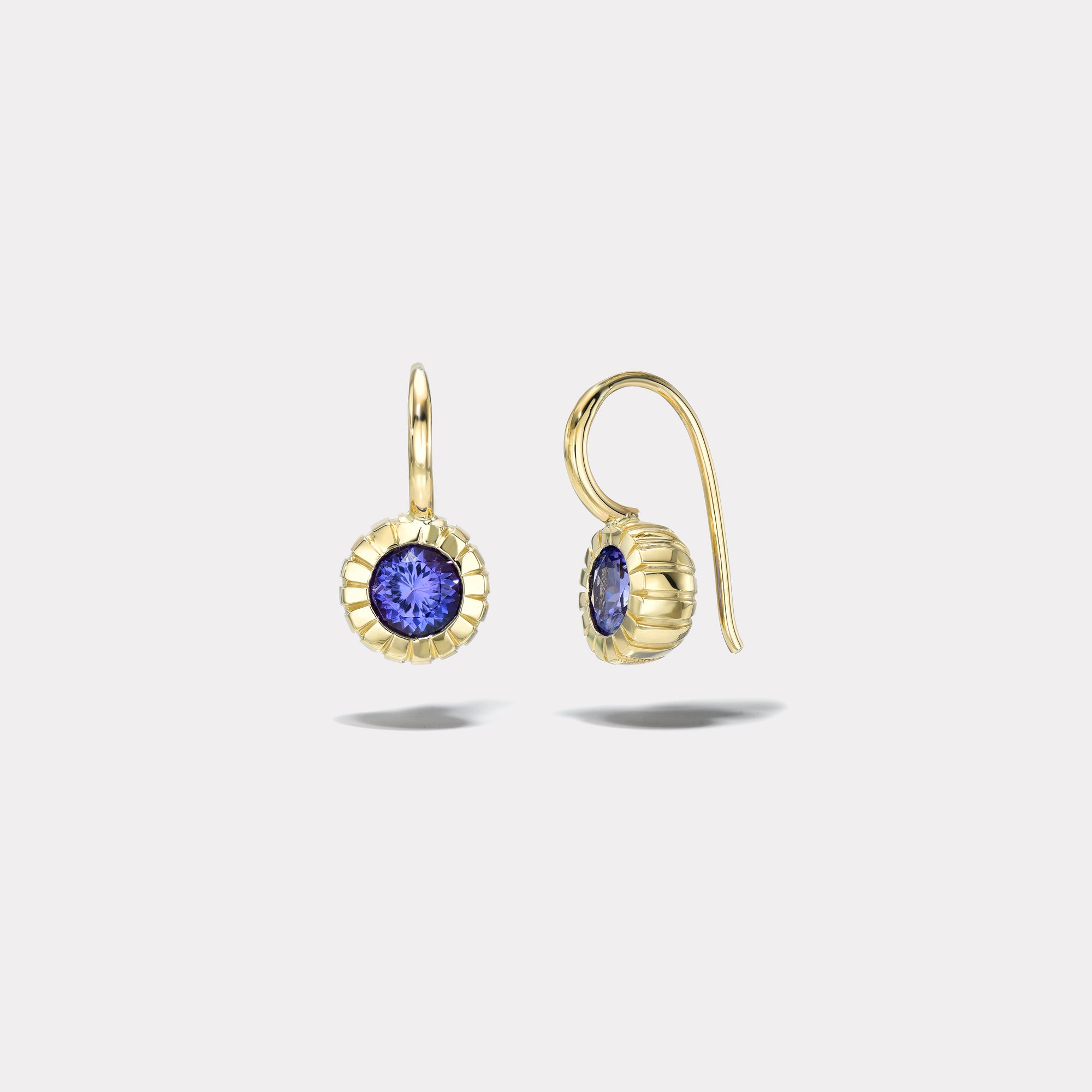 retrouvai 2.12ct Round Tanzanite Heirloom Bezel Earrings