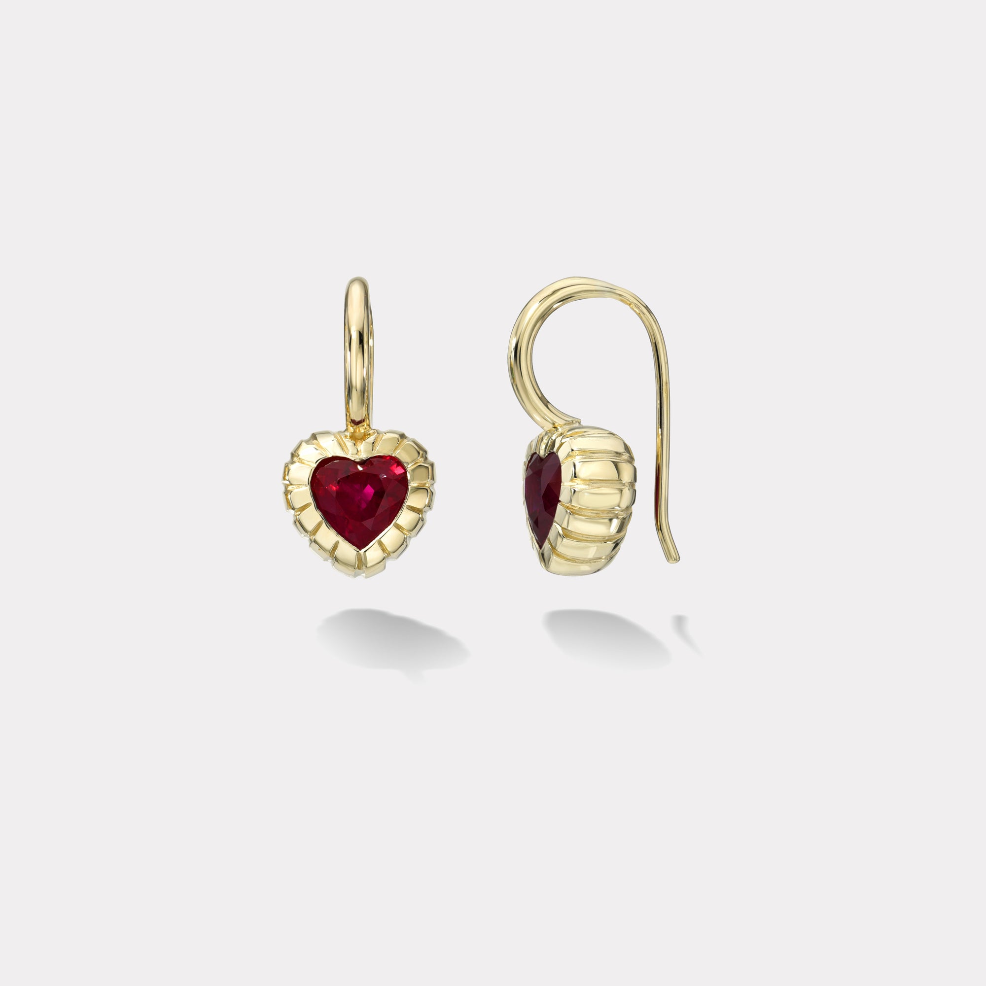 retrouvai 2.14ct Heart Rubies Heirloom Bezel Earrings