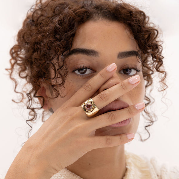 Retrouvai 2.1ct Pink Tourmaline Impetus Interlocking Puzzle Ring