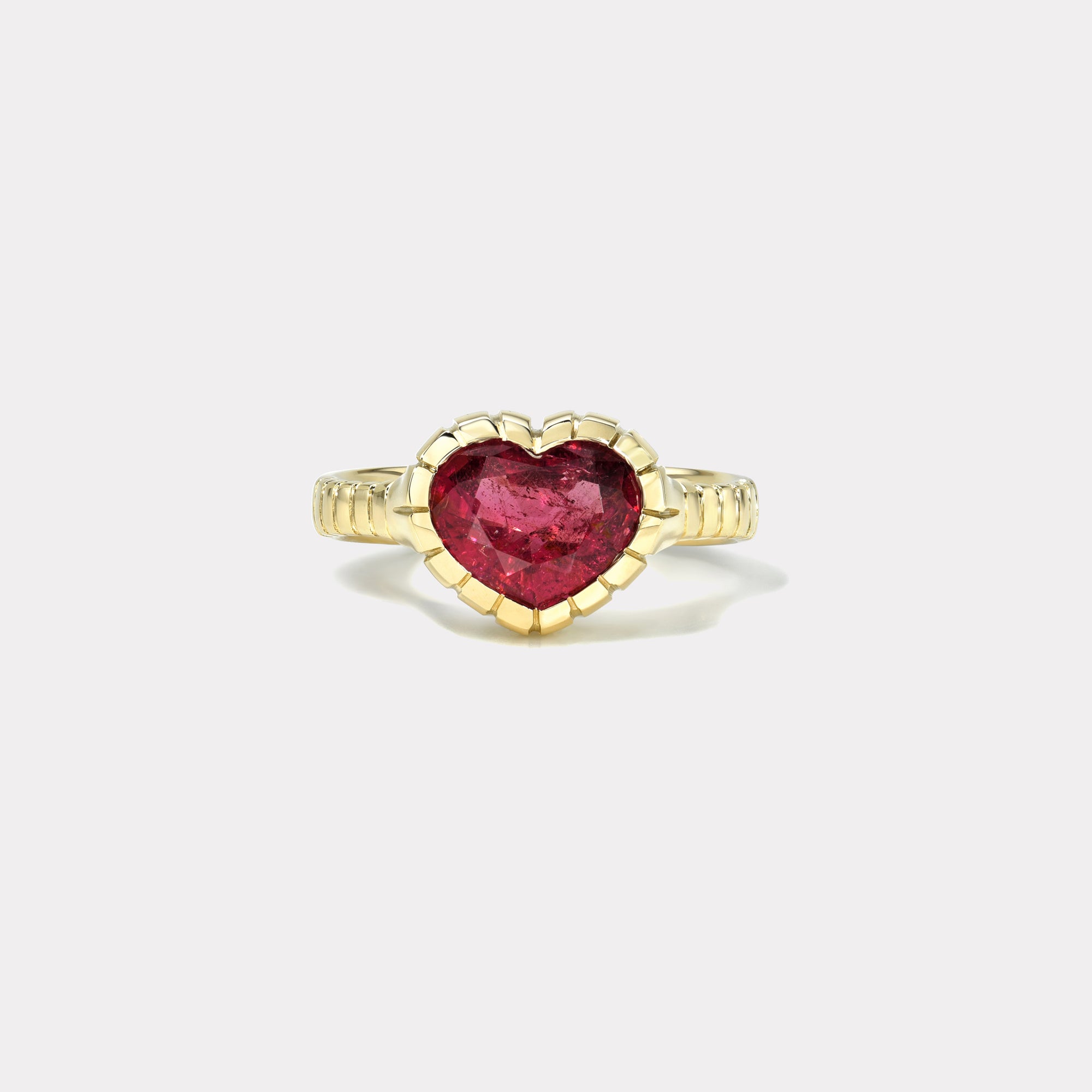 retrouvai 2.23ct Heart Pink Tourmaline Heirloom Bezel Ring