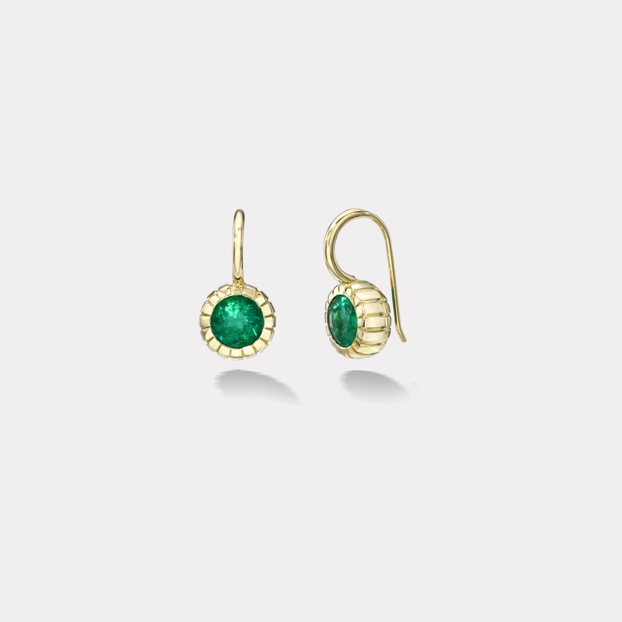 retrouvai 2.37ct Round Emeralds Heirloom Bezel Earrings