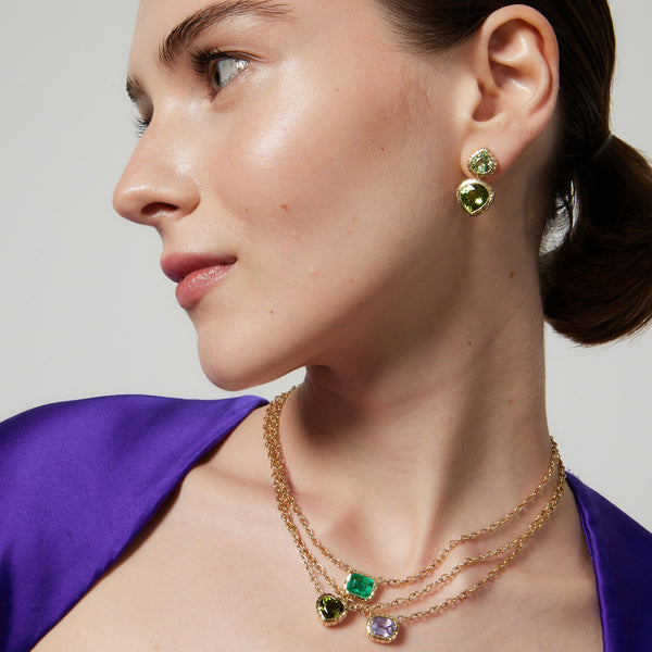 Retrouvai 2.38ct Mint Tourmaline And 6.48ct Green Tourmaline Heirloom Bezel Stud Earrings