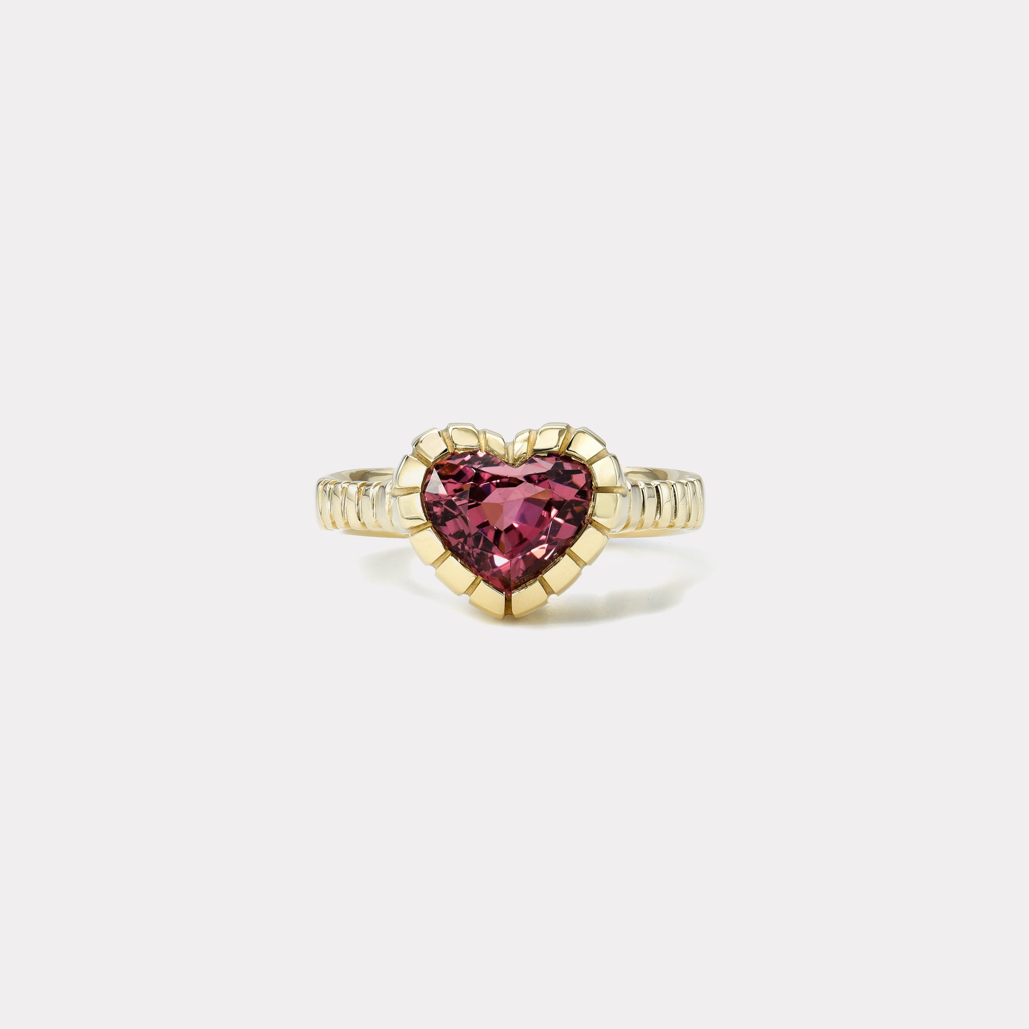 retrouvai 2.43ct Heart Pink Tourmaline Heirloom Bezel Ring