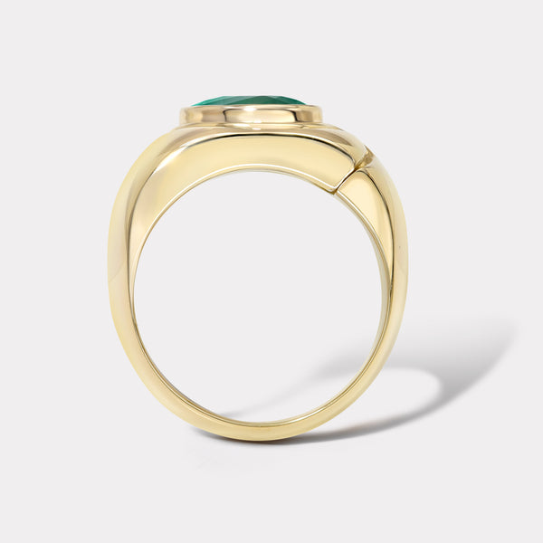 Retrouvai 2.49ct Oval Emerald Impetus Interlocking Puzzle Ring