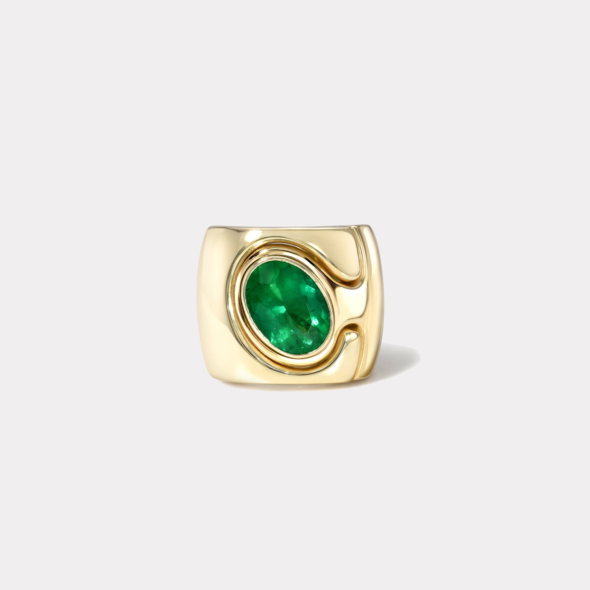 retrouvai 2.49ct Oval Emerald Impetus Interlocking Puzzle Ring