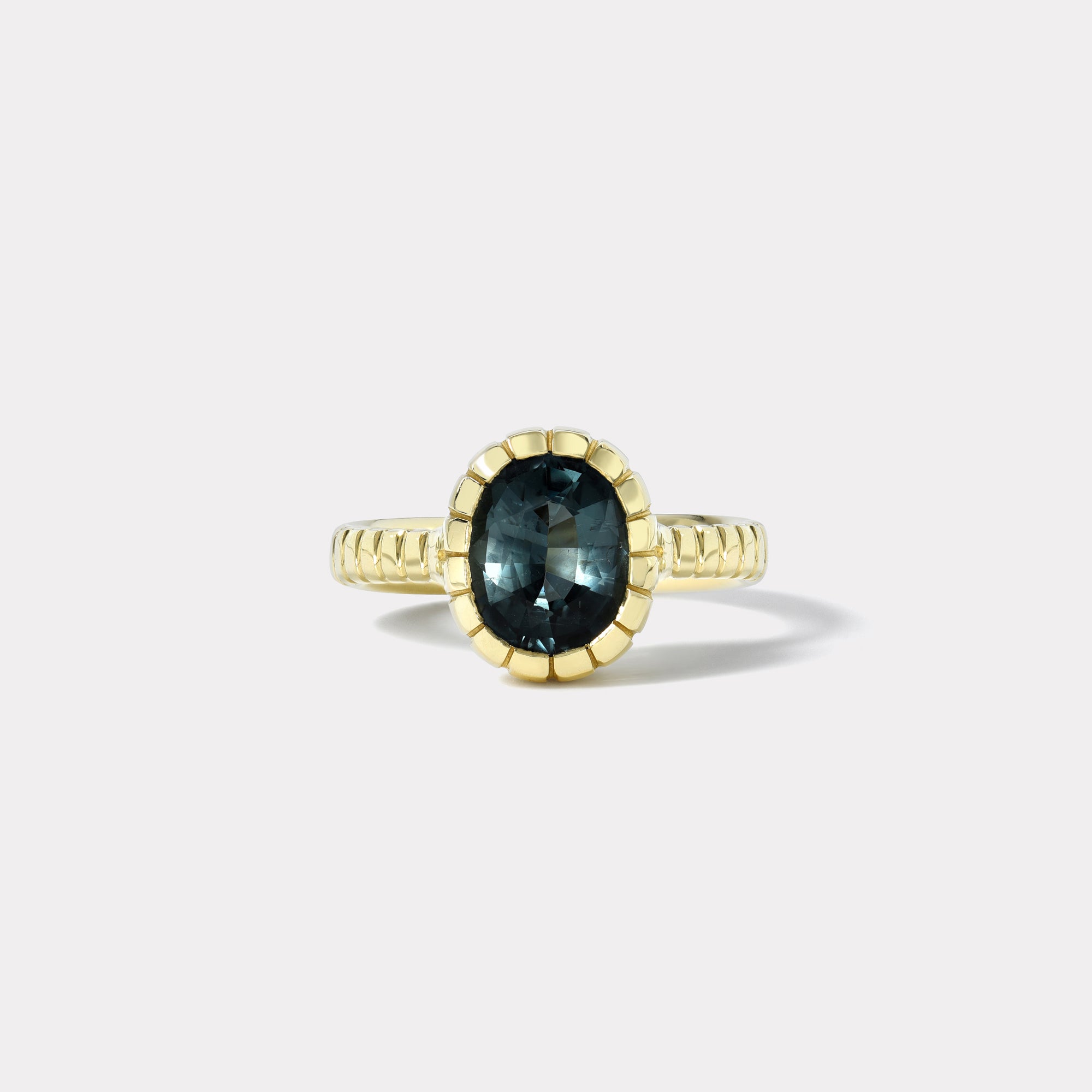 retrouvai 2.4ct Grey Tourmaline Heirloom Bezel Ring
