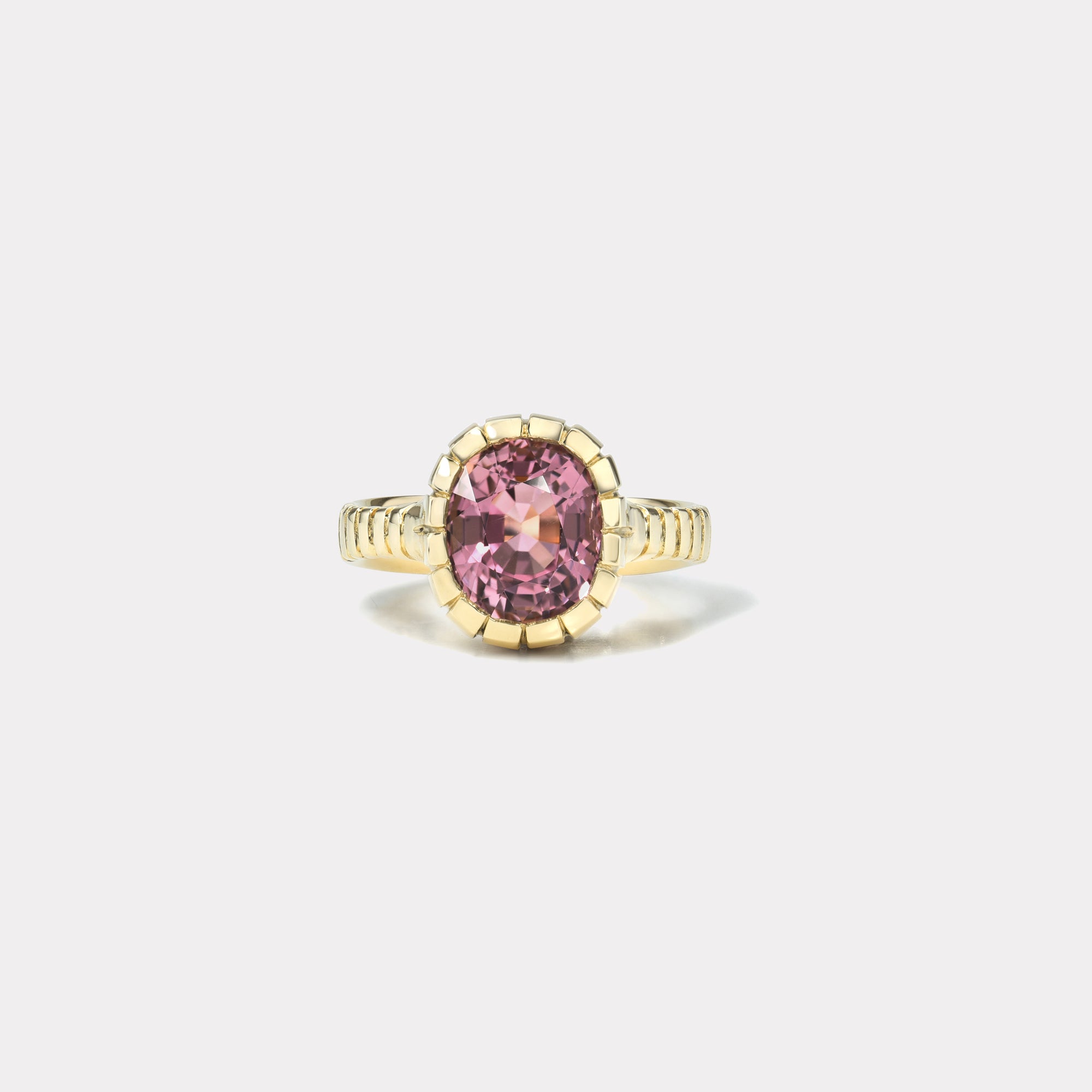 retrouvai 2.52ct Cushion Pink Tourmaline Heirloom Bezel Ring
