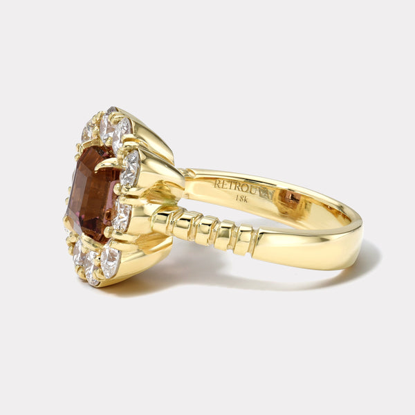 Retrouvai 2.53ct Pink Tourmaline And Diamond Heirloom Bezel Ring