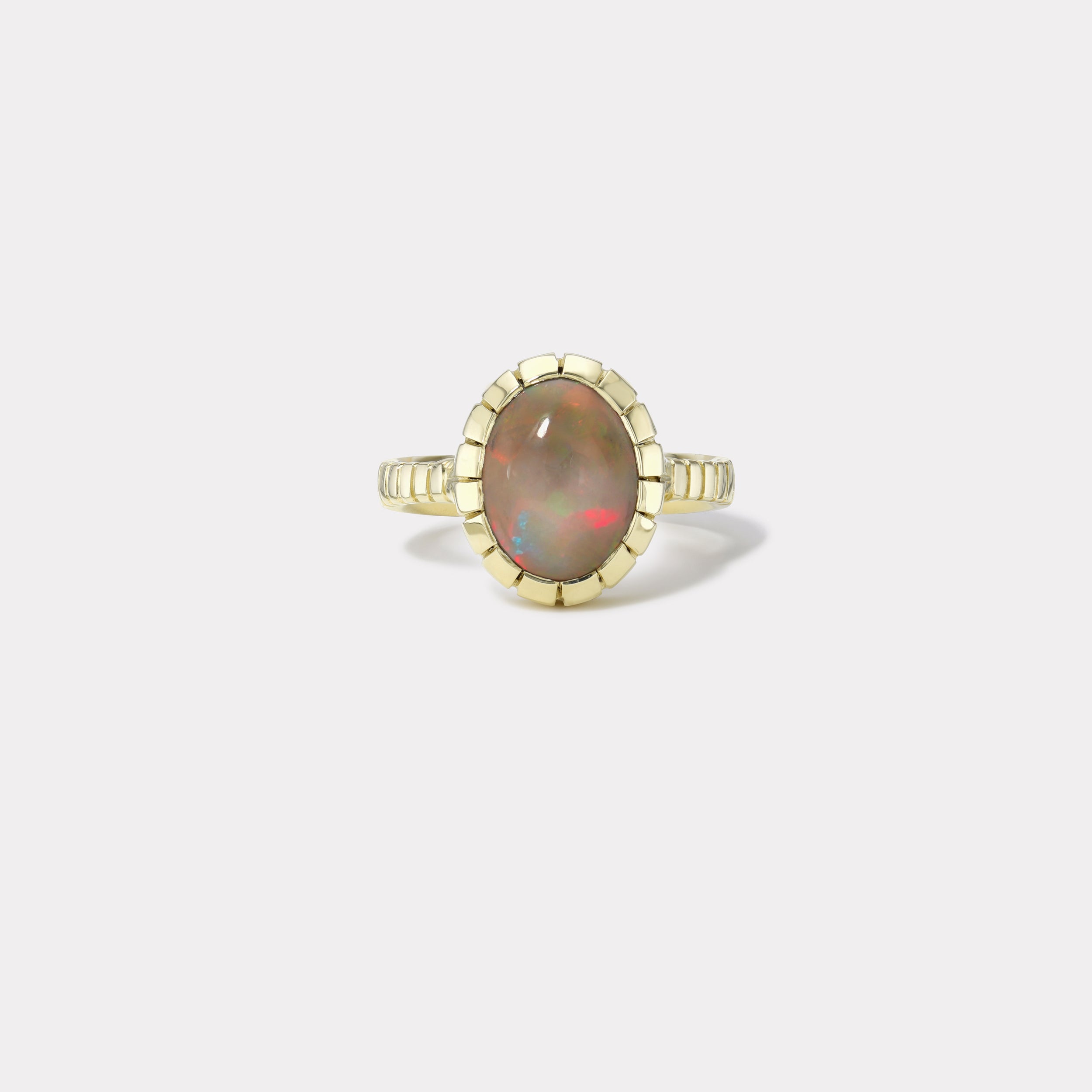 retrouvai 2.55ct Brown Ethiopian Opal Oval Heirloom Bezel Ring