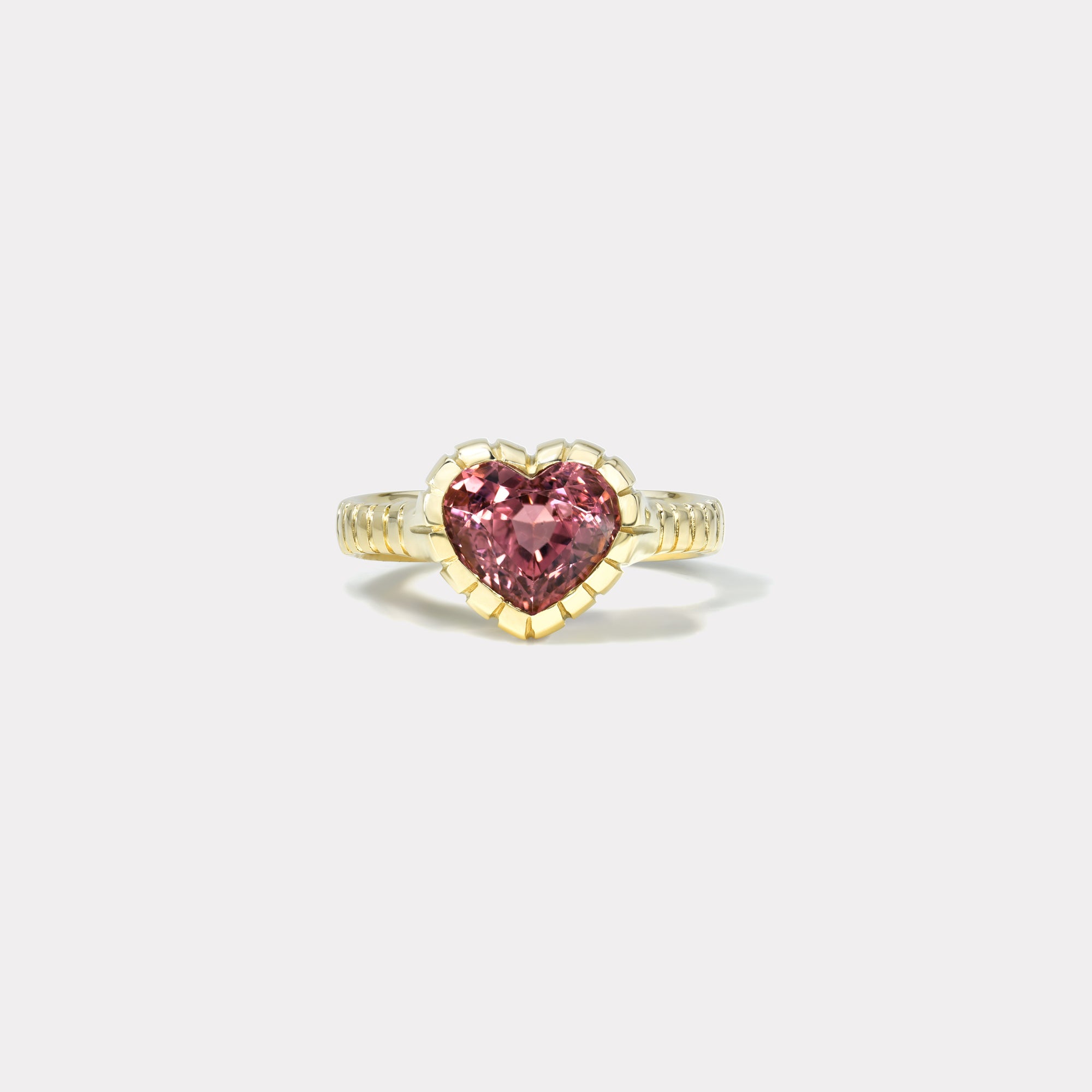 retrouvai 2.6ct Heart Pink Tourmaline Heirloom Bezel Ring