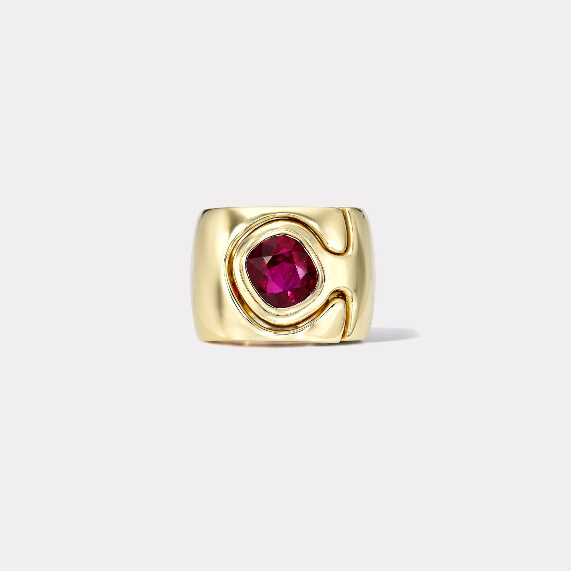 retrouvai 2.71ct Cushion Ruby Impetus Interlocking Puzzle Ring