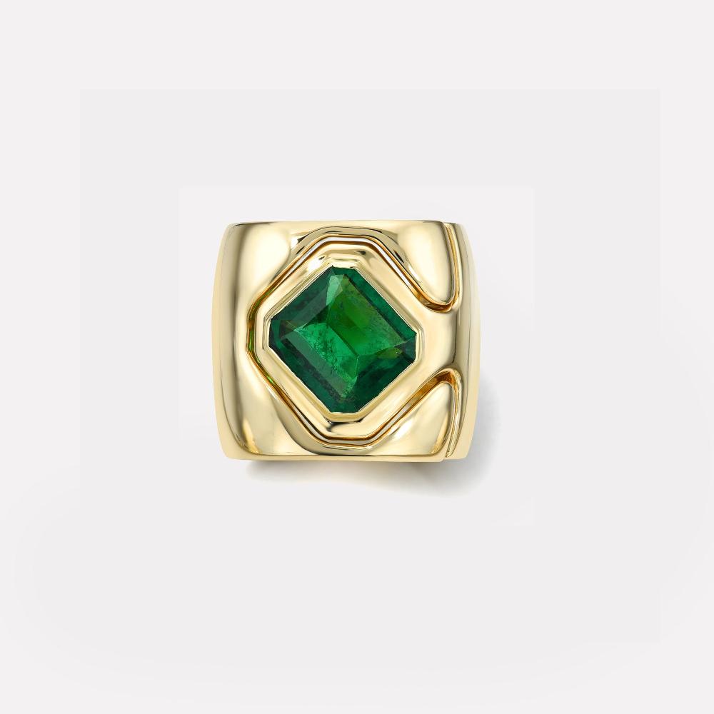 retrouvai 2.79ct Emerald Impetus Interlocking Puzzle Ring