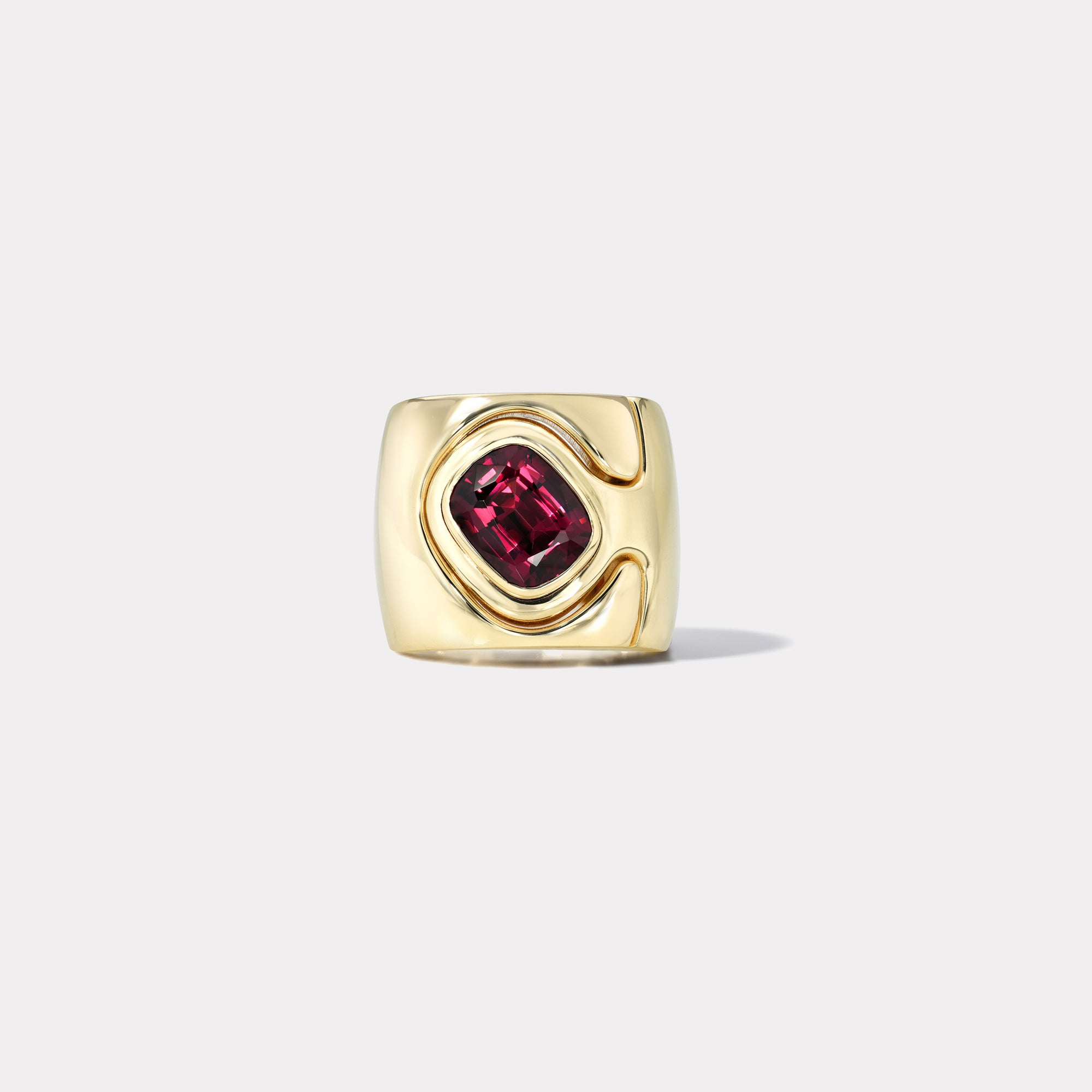 retrouvai 2.82ct Cushion Rhodolite Garnet Impetus Interlocking Puzzle Ring