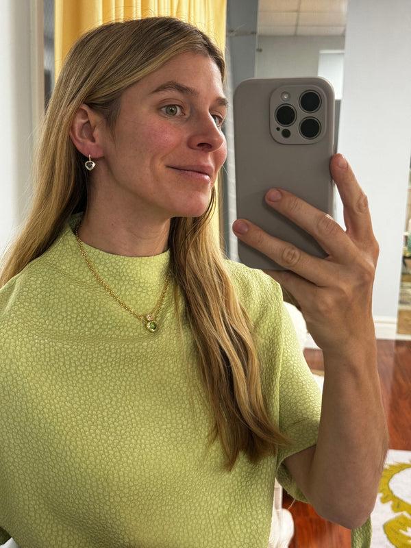 Retrouvai 2.87ct Heart Blue Sapphire Heirloom Bezel Earrings