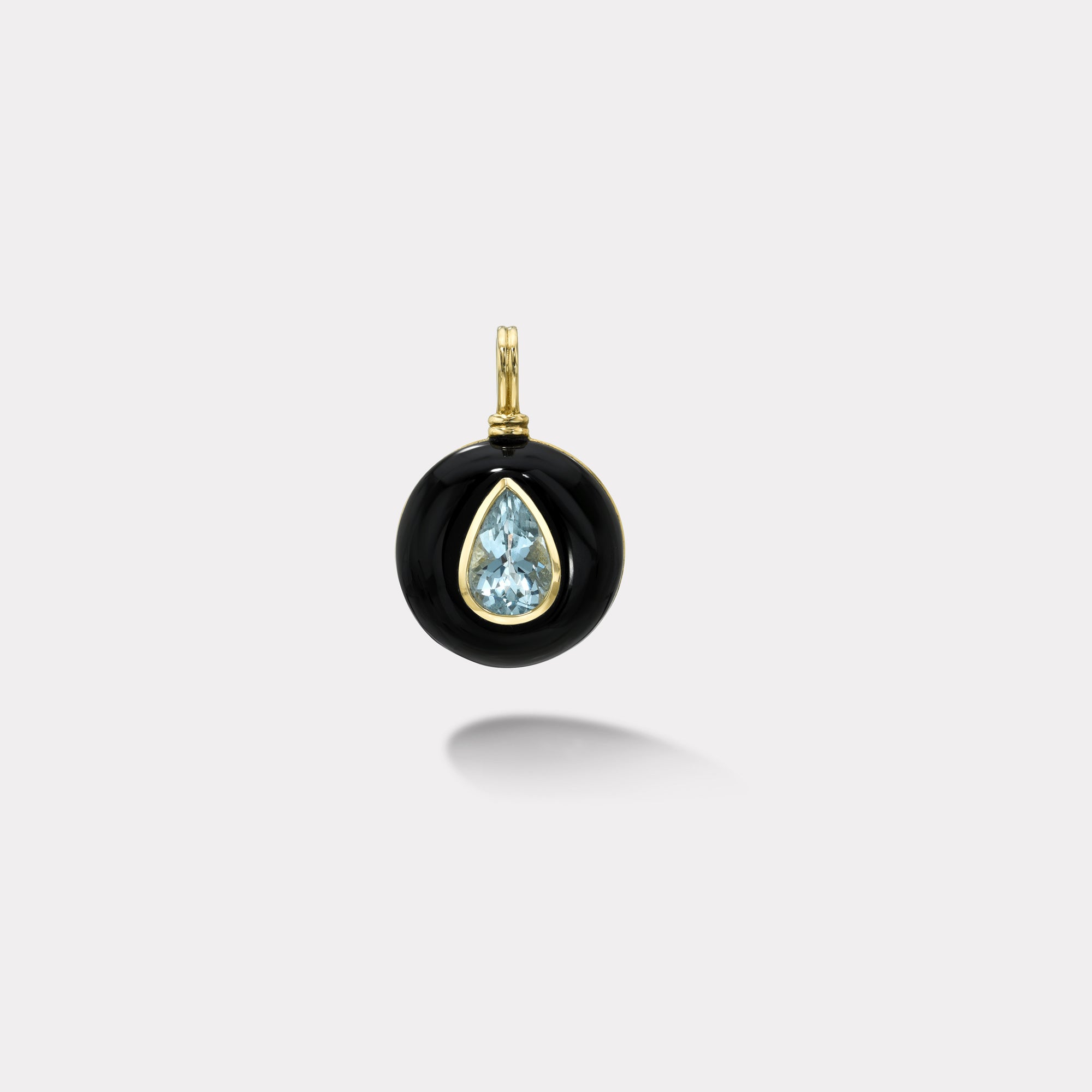 retrouvai 2.94ct Pear Aquamarine in Hand Carved Black Jade Lollipop Charm