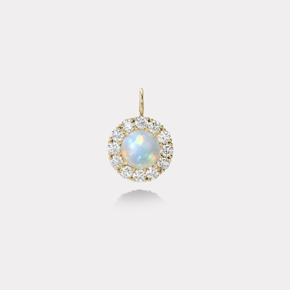 retrouvai 2.95ct Opal Cabochon Diamond Heirloom Bezel Charm