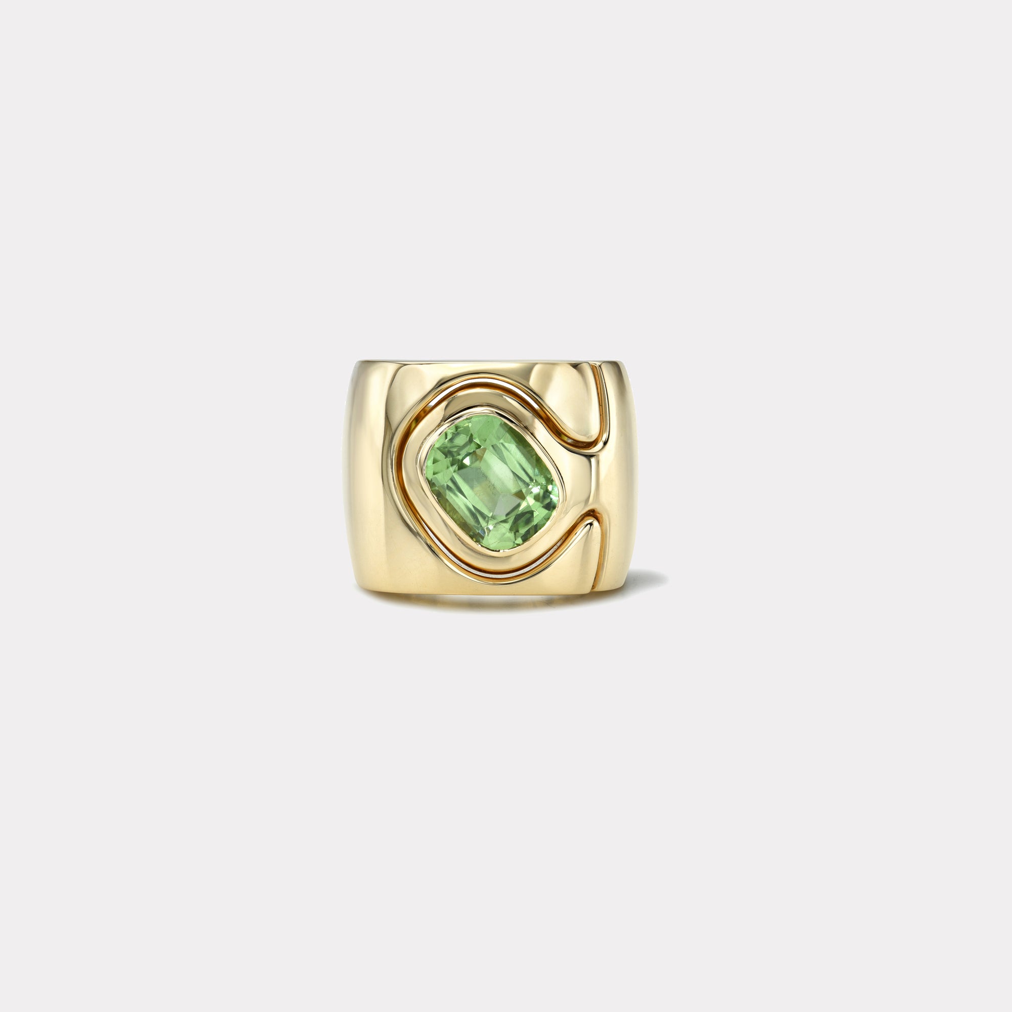 retrouvai 2.98ct Cushion Cut Peridot Impetus Interlocking Puzzle Ring