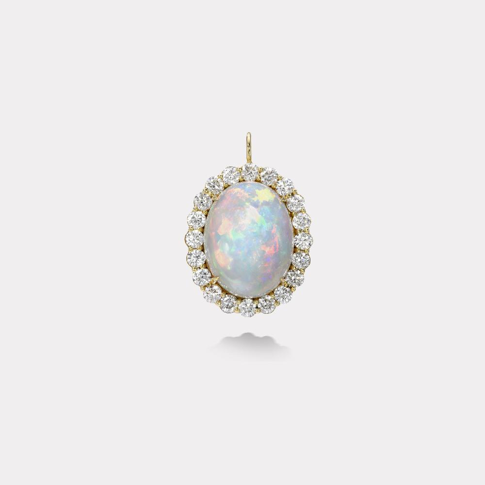 retrouvai 25.05ct Cabochon Opal Diamond Heirloom Bezel Charm