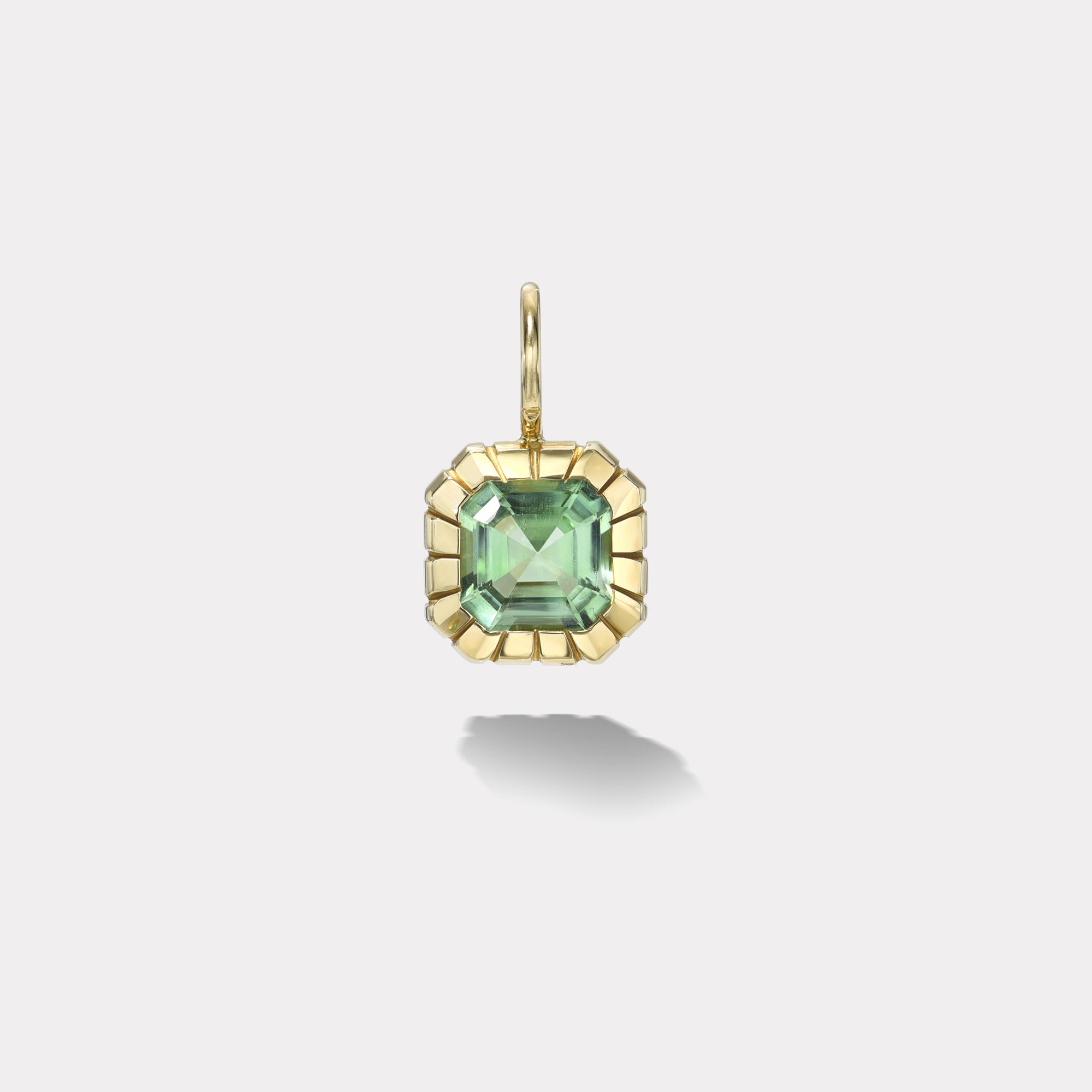 retrouvai 2ct Asscher Green Tourmaline Heirloom Bezel Charm