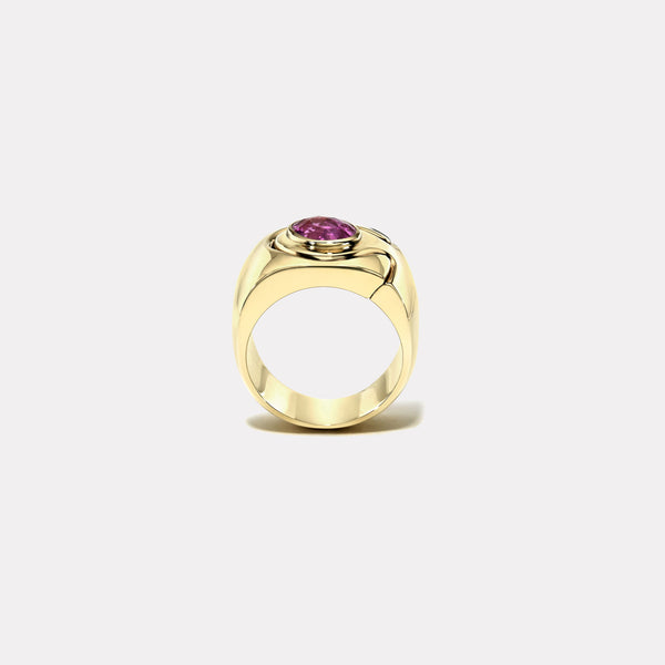 Retrouvai 2ct Oval Pink Sapphire Impetus Interlocking Puzzle Ring