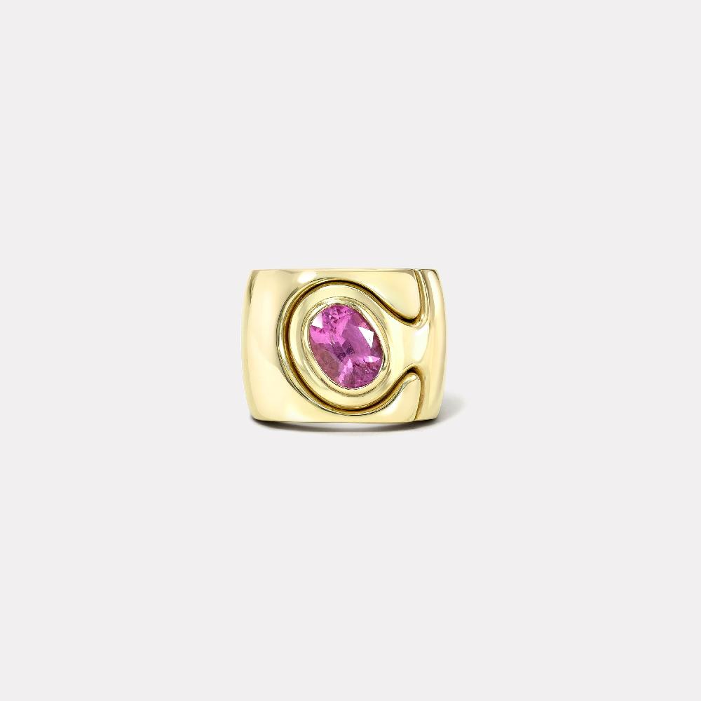 retrouvai 2ct Oval Pink Sapphire Impetus Interlocking Puzzle Ring