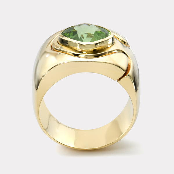 Retrouvai 3.07ct Cushion Peridot Impetus Interlocking Puzzle Ring