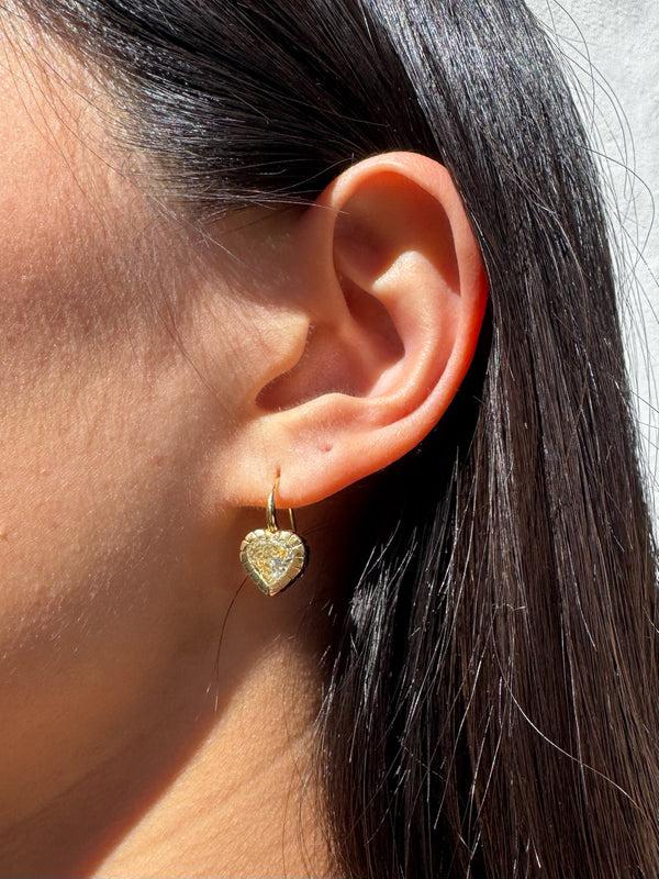 Retrouvai 3.07ct GIA Fancy Light Yellow Diamonds Heirloom Bezel Earrings