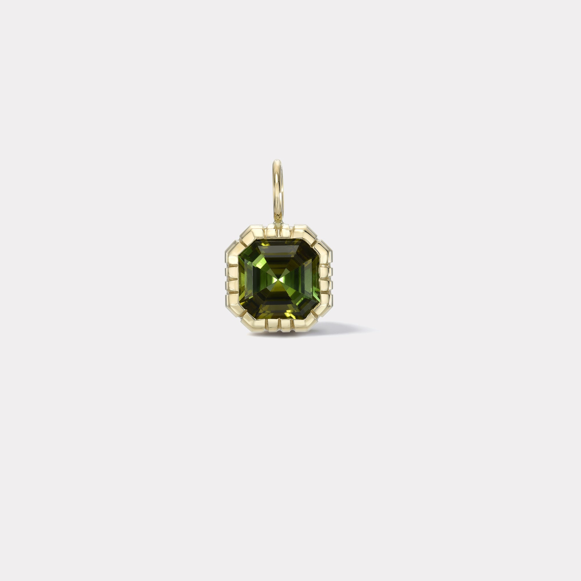 retrouvai 3.11ct Asscher Cut Green Tourmaline Heirloom Bezel Charm