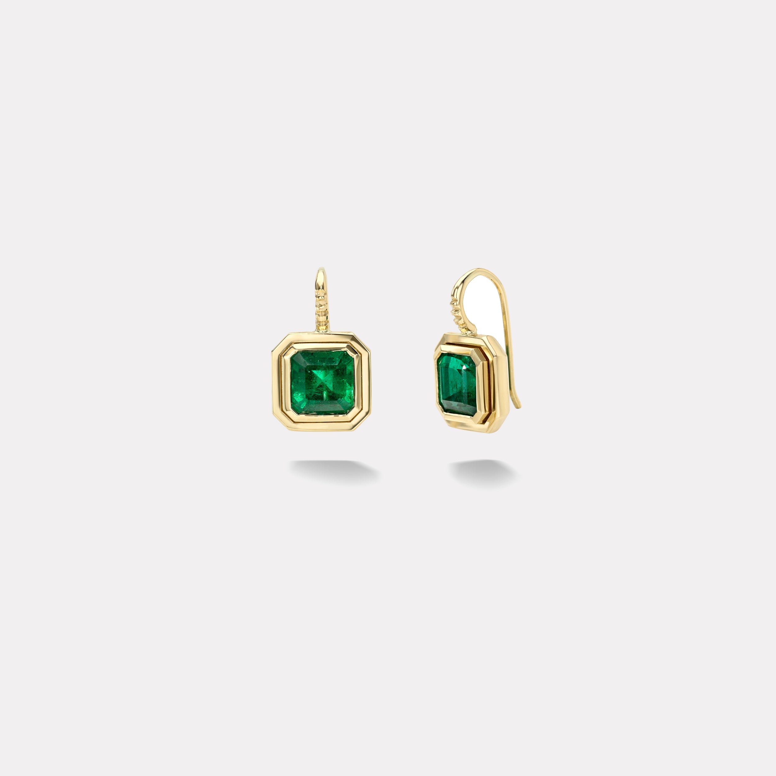 retrouvai 3.11ct Emerald Cut Emerald Bounce Earrings