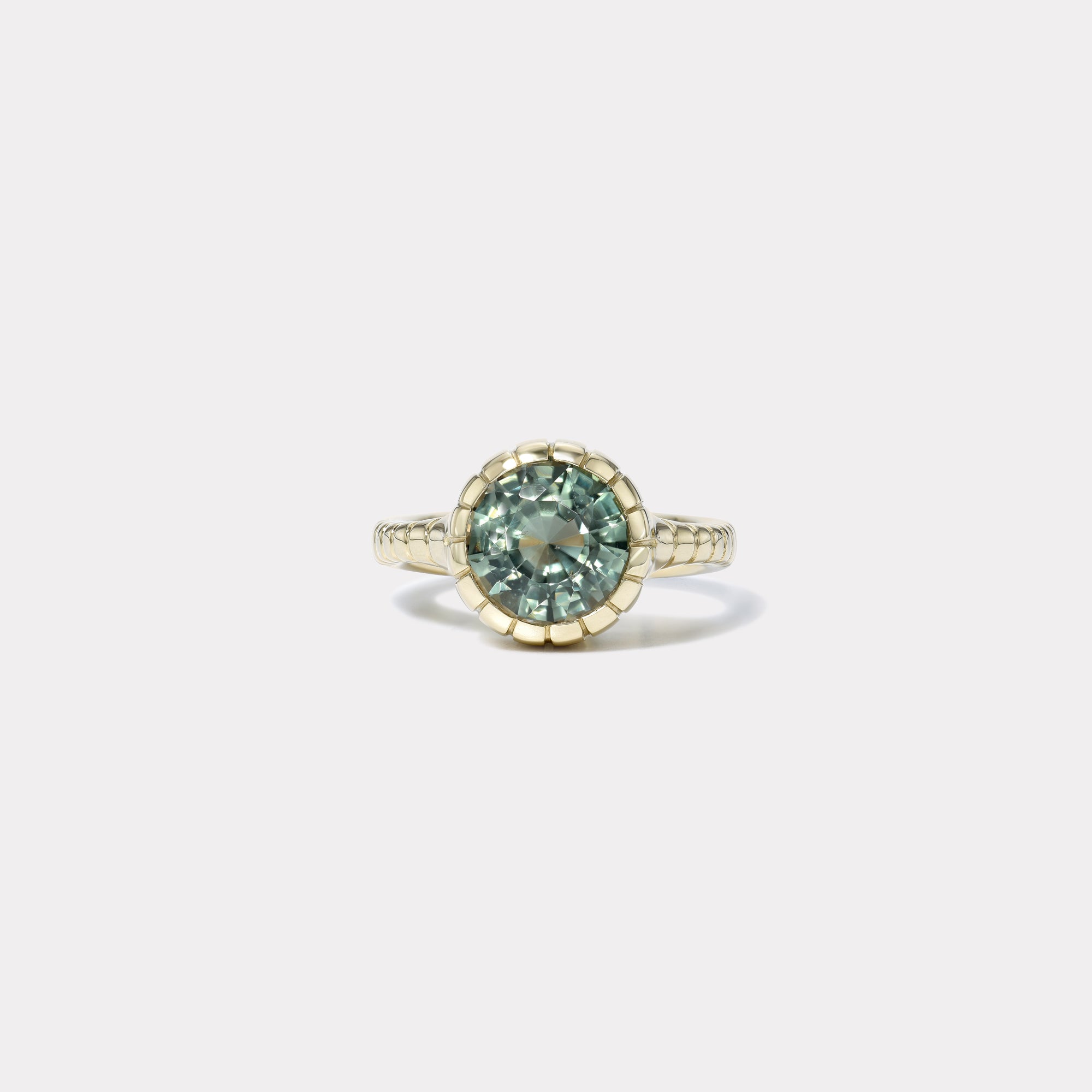 retrouvai 3.11ct Round Green Tourmaline Heirloom Bezel Ring