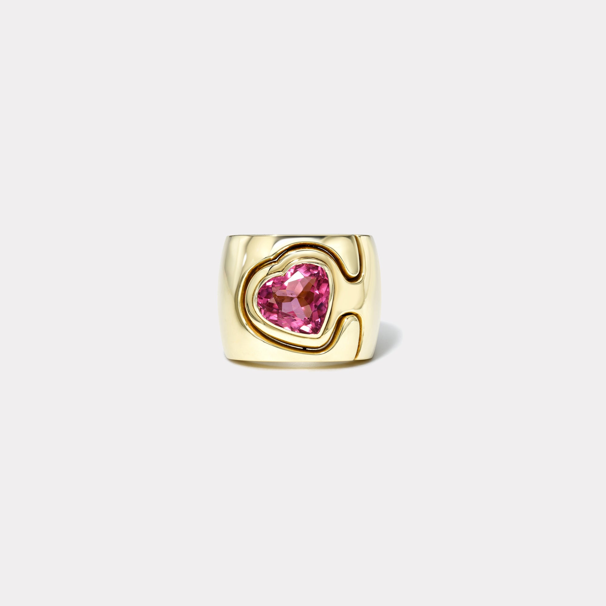 retrouvai 3.12ct Heart Pink Tourmaline Impetus Interlocking Puzzle Ring