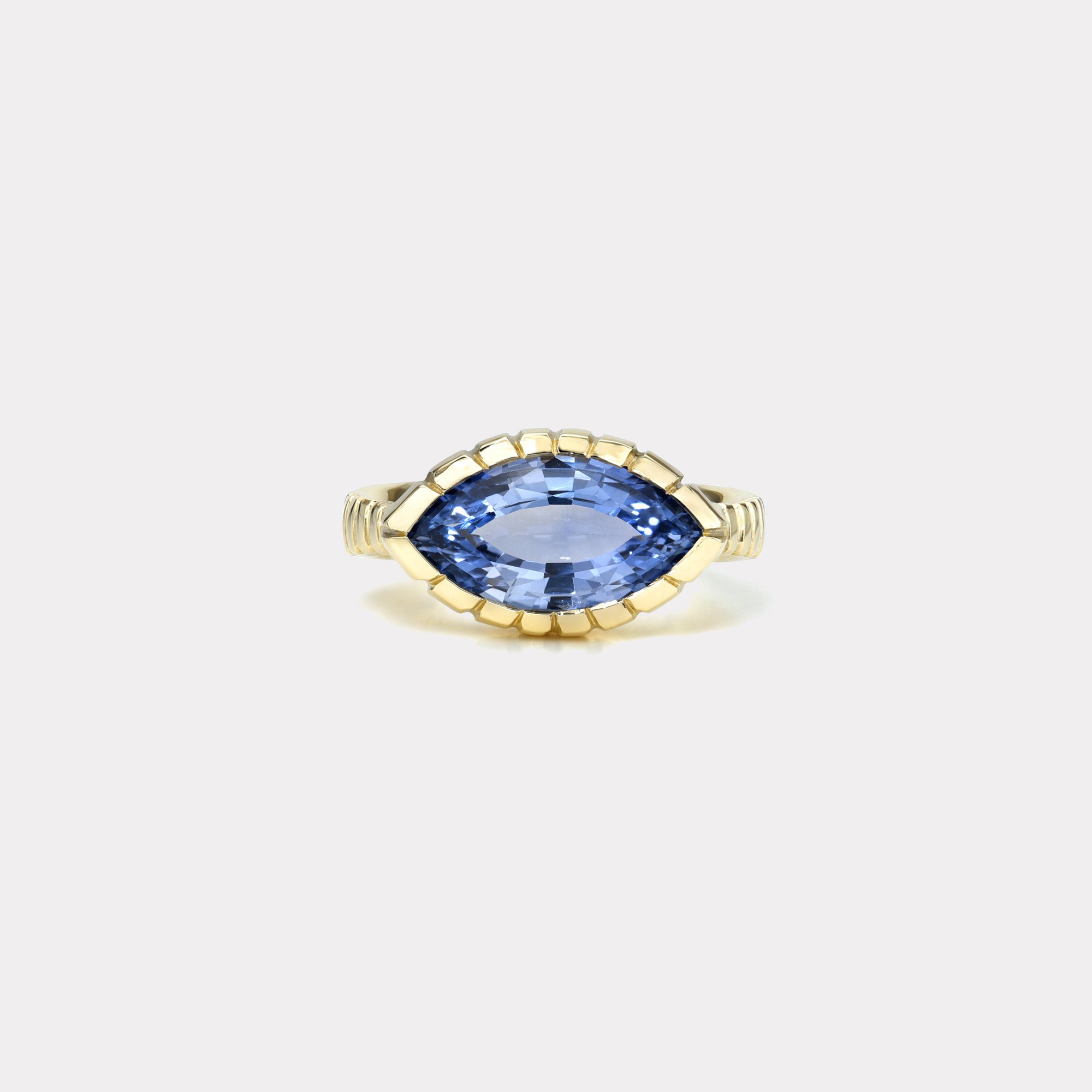 retrouvai 3.13ct Marquise Blue Sapphire Heirloom Bezel Ring