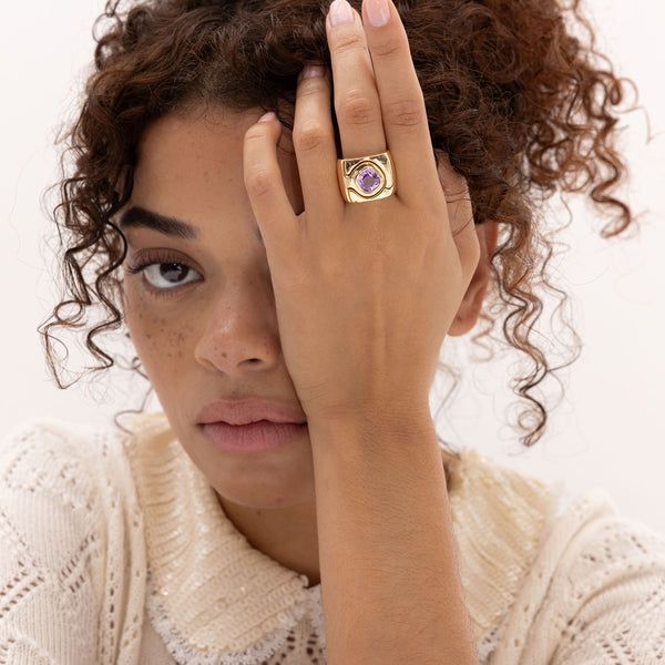 Retrouvai 3.14ct Cool Pink Sapphire Impetus Interlocking Puzzle Ring