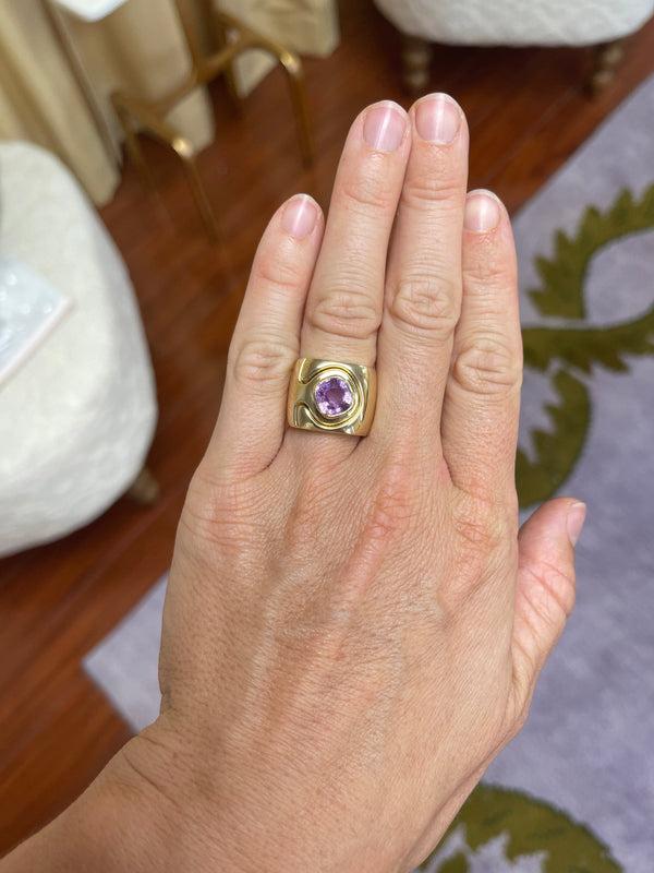 Retrouvai 3.14ct Cool Pink Sapphire Impetus Interlocking Puzzle Ring