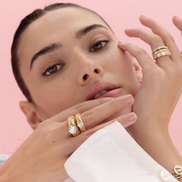 Retrouvai 3.15ct GIA Round Brilliant Diamond Solitaire Modern Love Ring