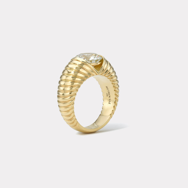 Retrouvai 3.15ct GIA Round Brilliant Diamond Solitaire Modern Love Ring